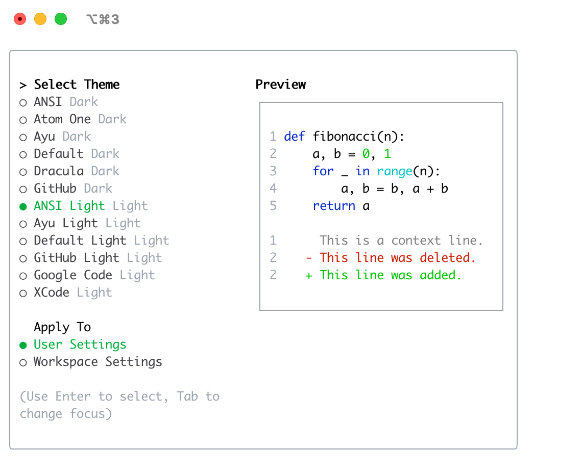 ANSI Light theme